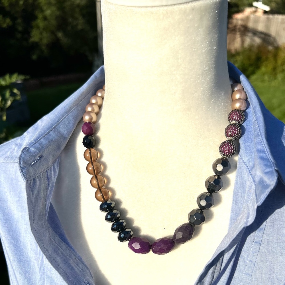 Chico’s Multi Style Beaded Necklace- Purple
